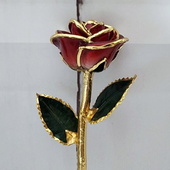 24K Gold Plated Timeless Handcrafted Forever Red Rose - Picture 8 of 11